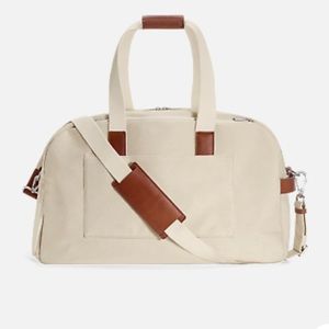AWAY The Weekender in Natural Canvas with Brown Leather Accents